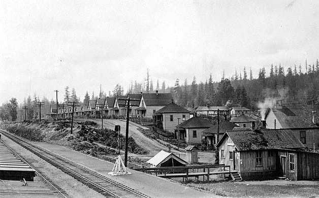 Coal company houses along the Northern Pacific railroad tracks in Ravensdale